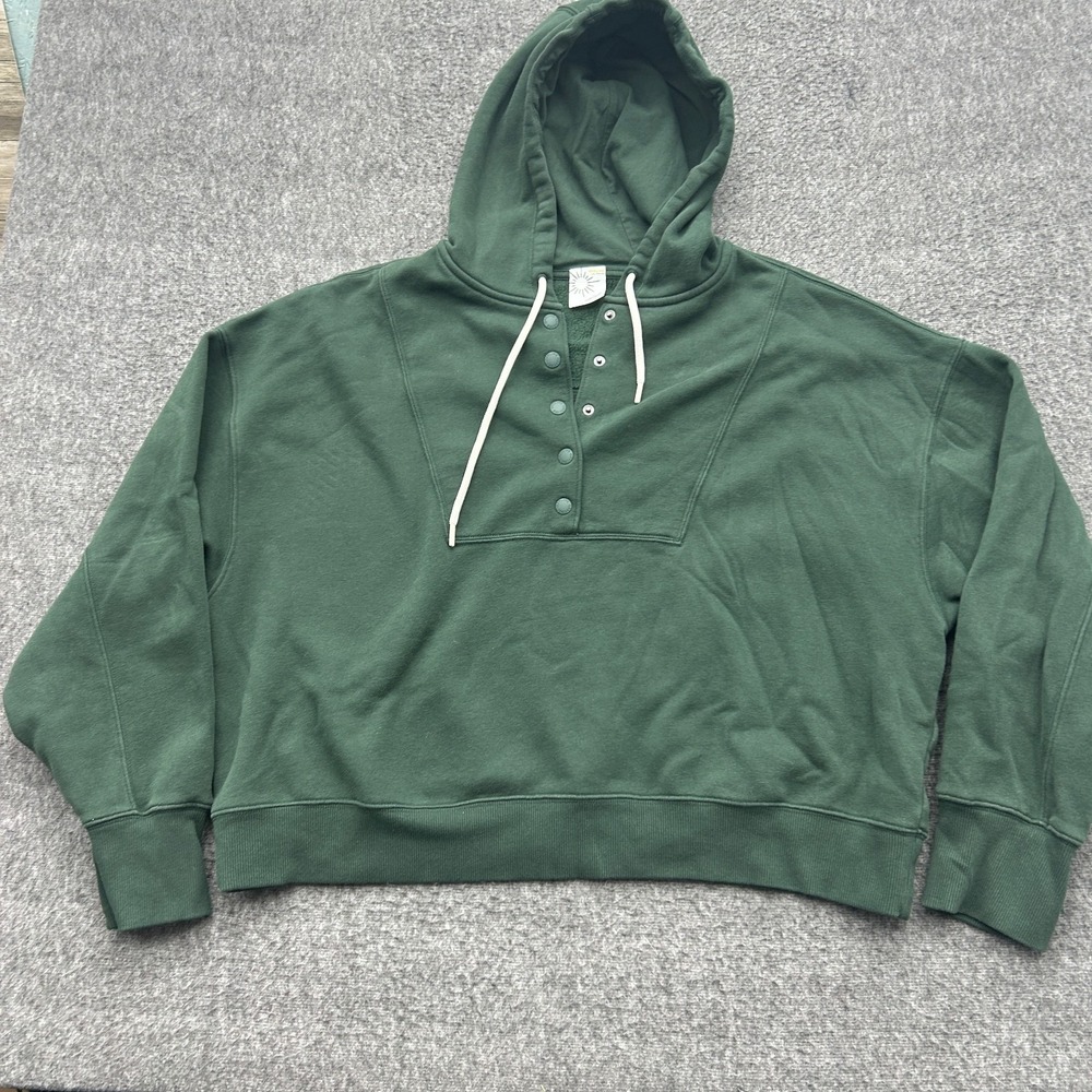 OFFLINE by Aerie Snap Henley Hoodie Sweatshirt XL Green